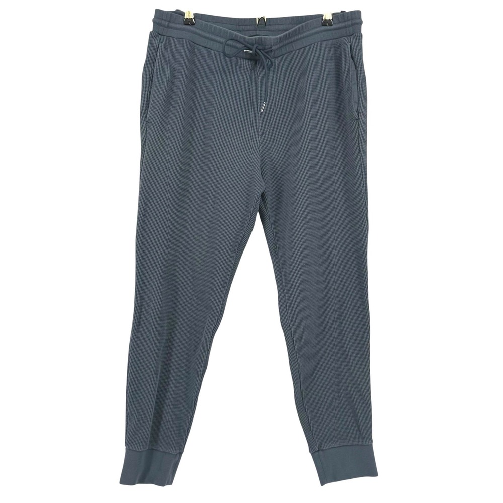 Theory Mens Balena Waffle Knit Jogger Pants Charcoal Grey Drawstring Size Large